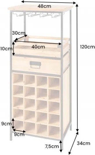 Masuta cu spatiu depozitare sticla si pahare design industrial Seven Seas 120cm