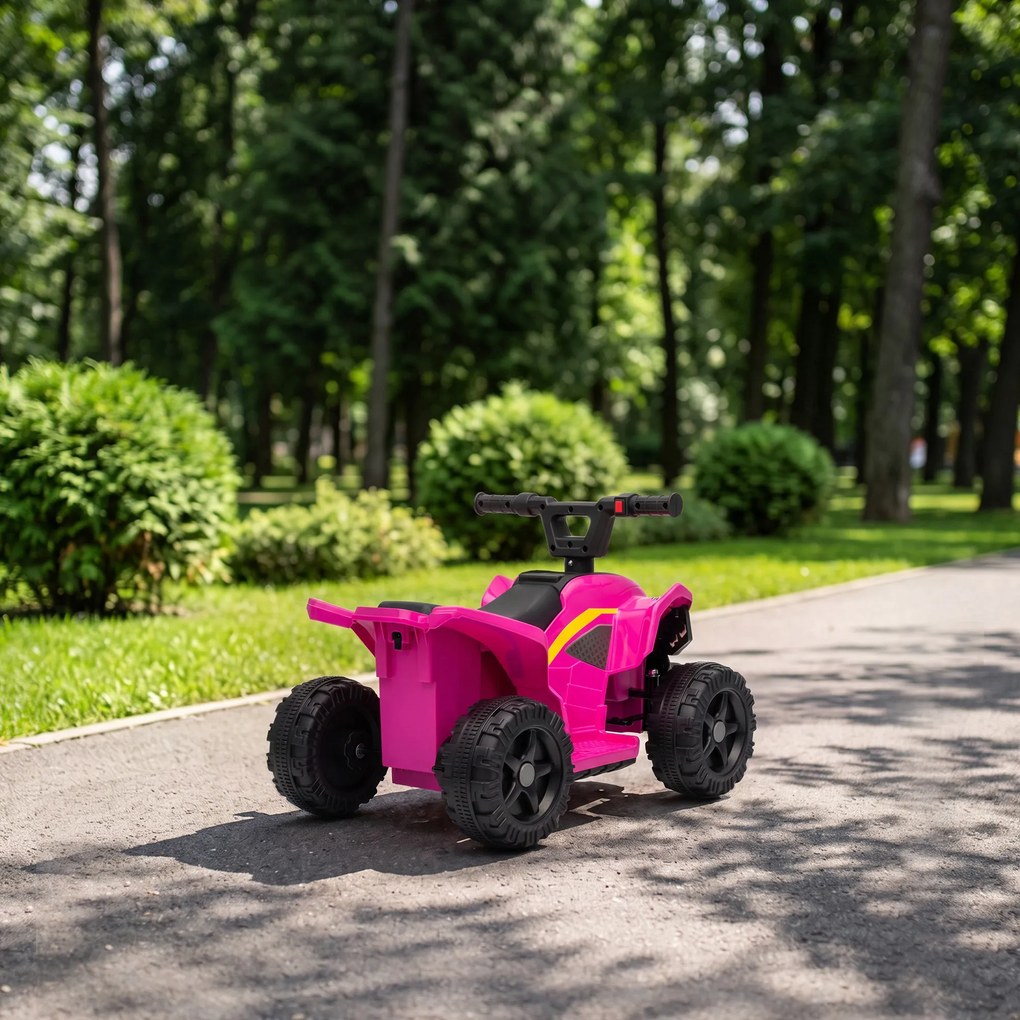 AIYAPLAY ATV Electric pentru Copii 18-48 Luni, 6V, 2 km/h, Sarcină 25 kg, Fuchsia | Aosom Romania