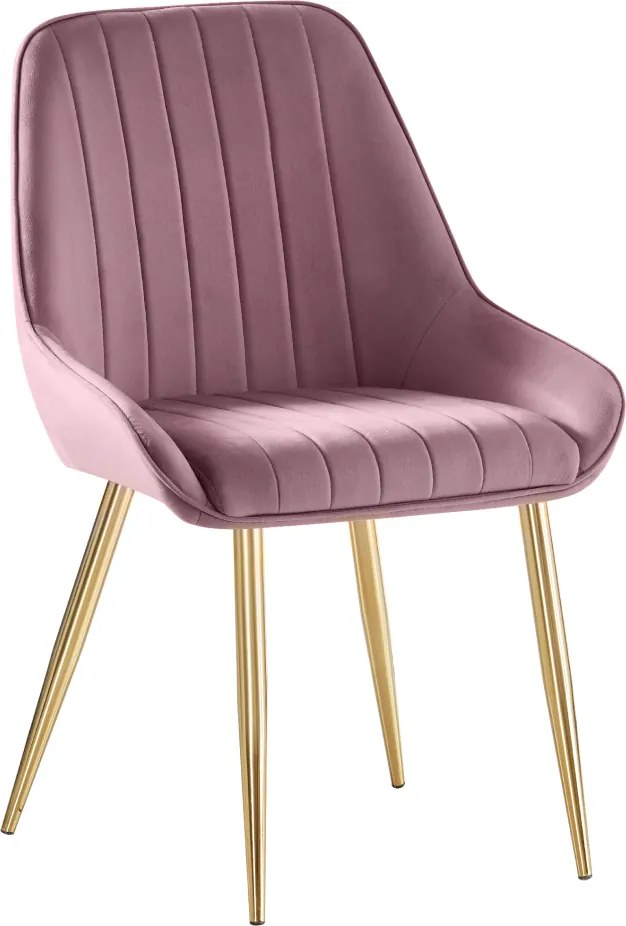 Scaun de dining, roz ţesătură Velvet/gold crom-auriu, PERLIA
