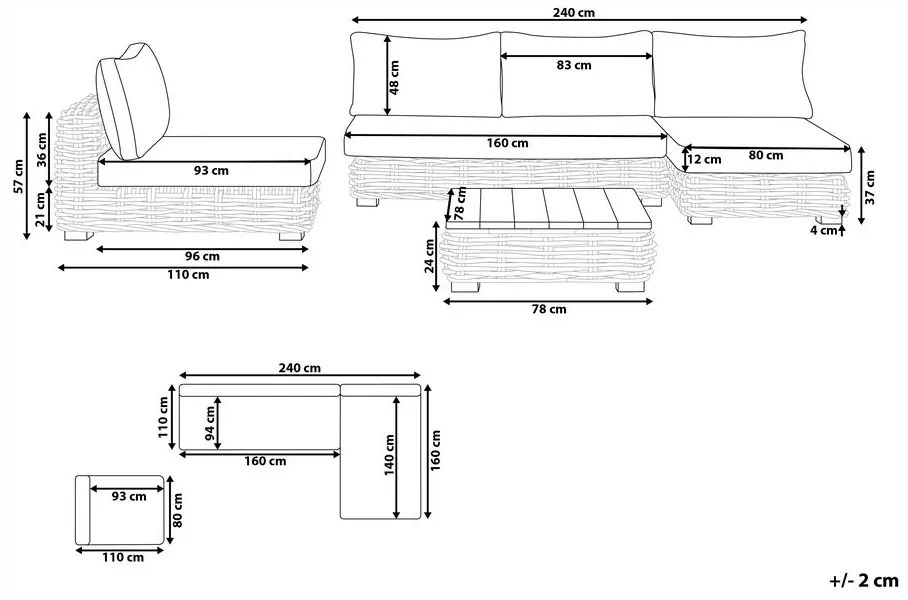 Set mobilier de grădină Vega (bej) . 1076322
