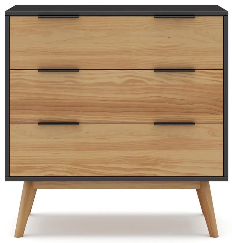 Comodă negru/natural înaltă din lemn de pin 80x83 cm Lavis – Marckeric