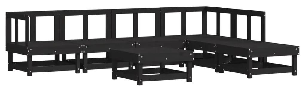 3186407 vidaXL Set mobilier grădină cu perne, 7 piese, negru, lemn masiv pin