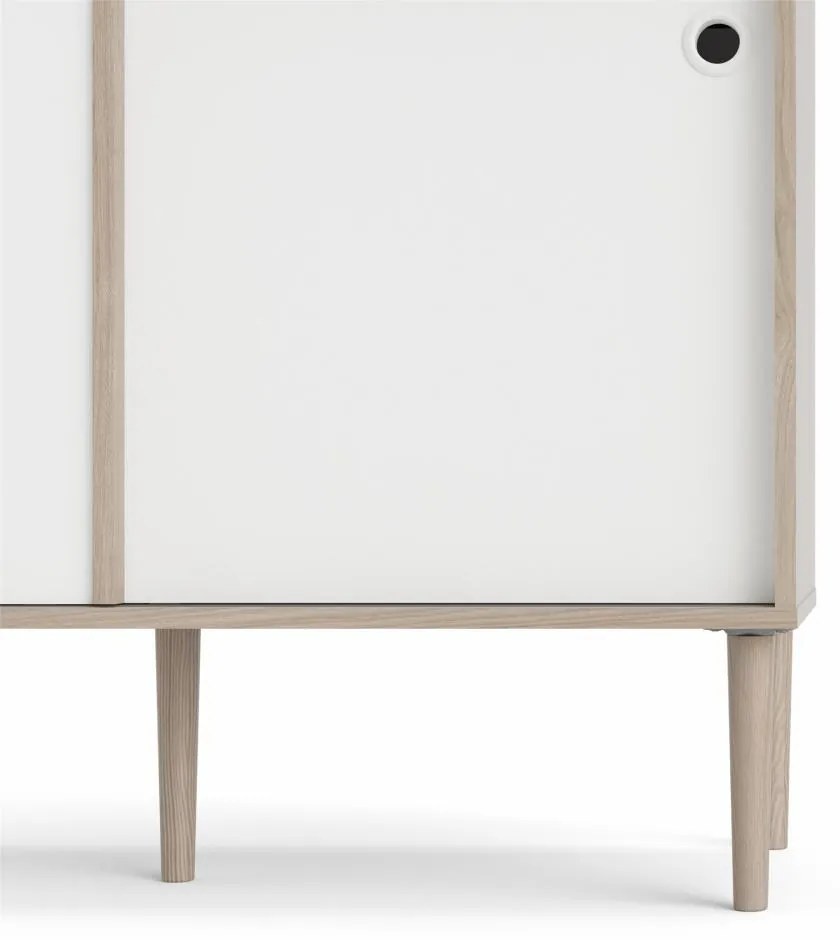 Bufet cu 2 sertare in decor de stejar Culoare alb, ELISEO