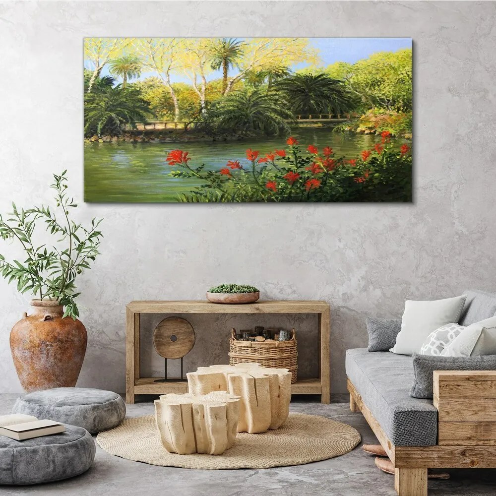 Tablou canvas Pod modern de pădure fluvială
