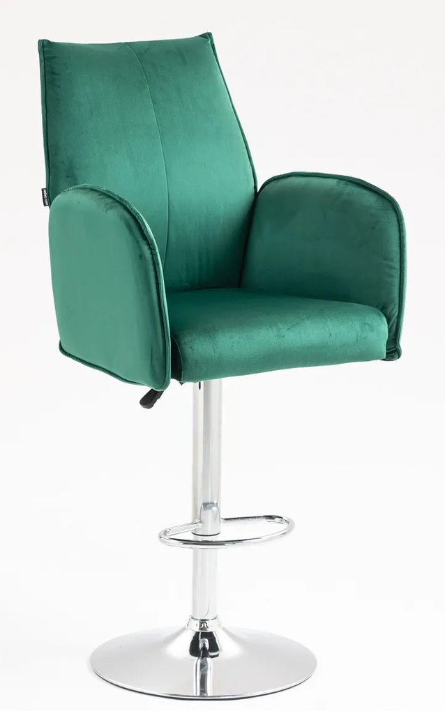 HR280W Scaun Verde din Catifea cu Bază Cromata