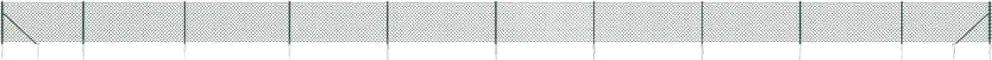vidaXL Gard plasă de sârmă cu țăruși de fixare, verde, 1,1x25 m