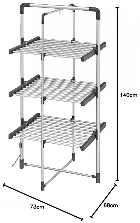 Resigilat: Uscator de rufe electric Black+Decker 63099, Capacitate de uscare 21m/15 Kg, Pana la 50°C, Pliabil, Gri