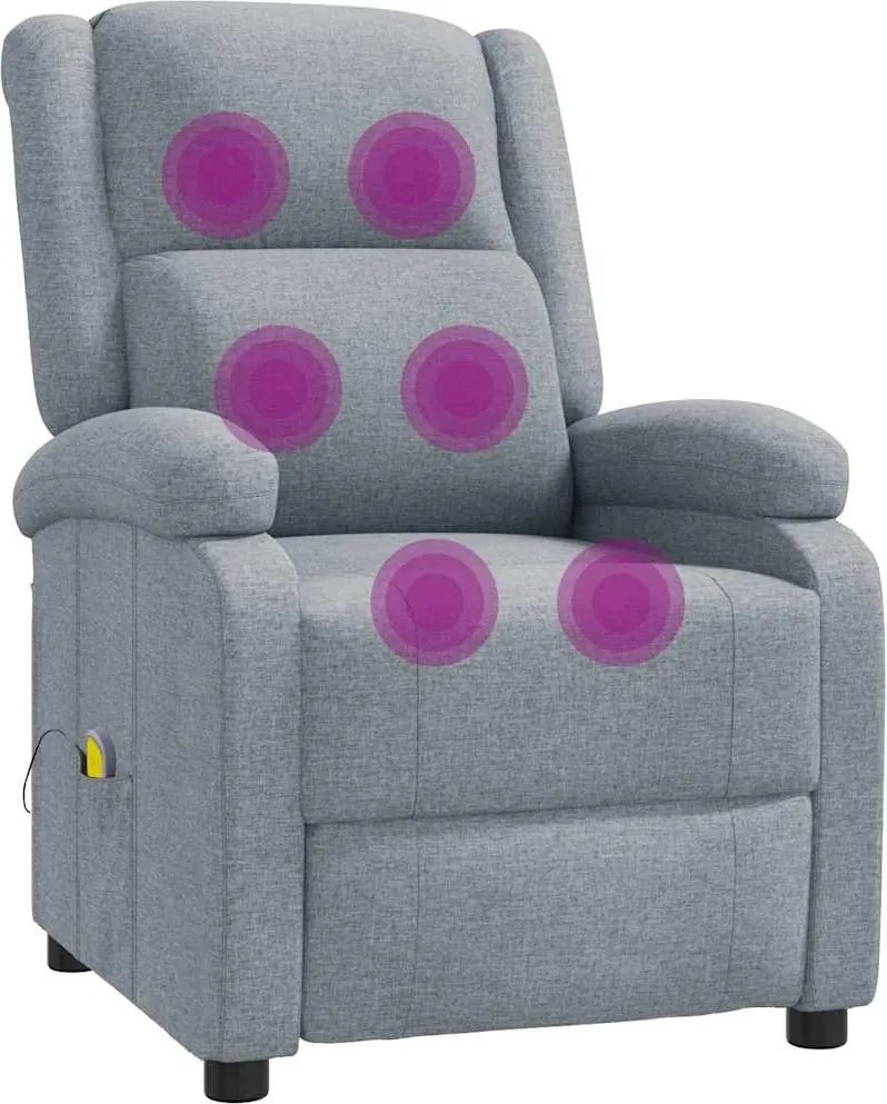 vidaXL Fotoliu de masaj, gri deschis, material textil