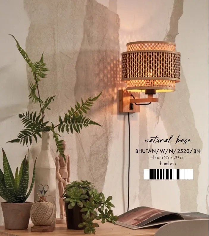 Aplica de perete eco din bambus Bhutan/Shade 2520 bl/nat, nat