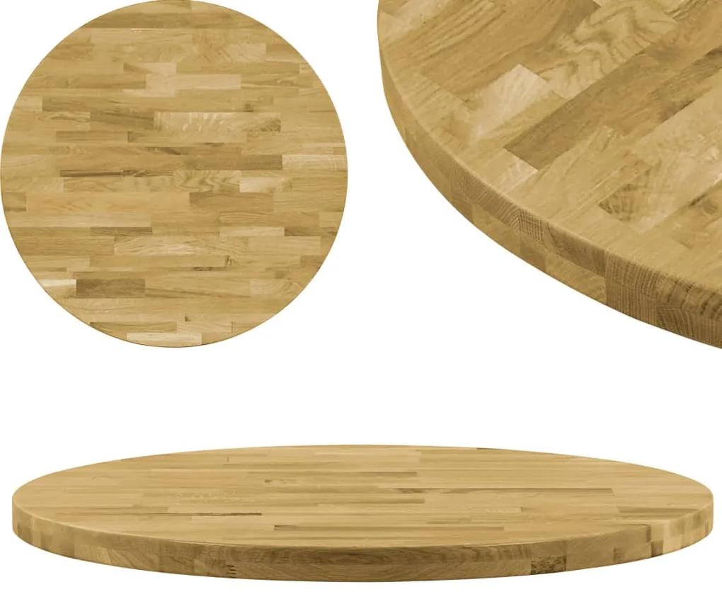 245993 vidaXL Blat de masă, lemn masiv de stejar, rotund, 44 mm, 500 mm