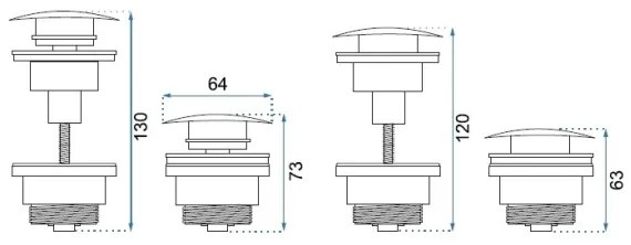 REA-A8585 - Ventil de scurgere CLICK-CLACK pentru lavoar, Ø 6,4 cm, auriu periat
