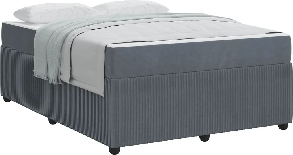 vidaXL Cadru de pat cu saltea Gri închis 140 x 200 cm țesătură