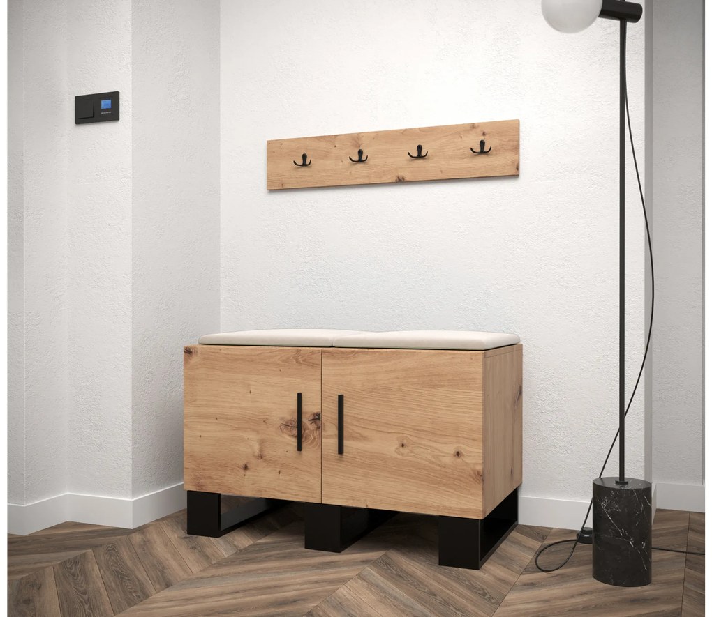 Set mobilier pentru hol Amanda 21 (Stejar artisan + bej). 1086037