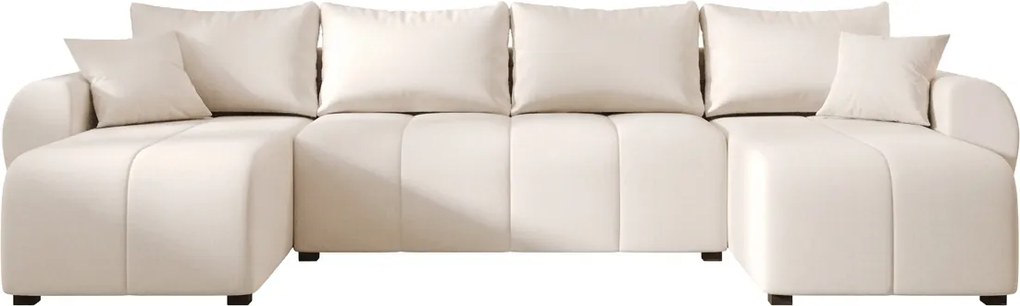 Coltar extensibil in forma de U SEVIO, crem, 311x145 cm + 2 perne GRATUIT