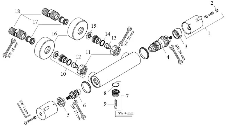 Hansgrohe, Ecostat 1001 CL, baterie dus termostata, crom