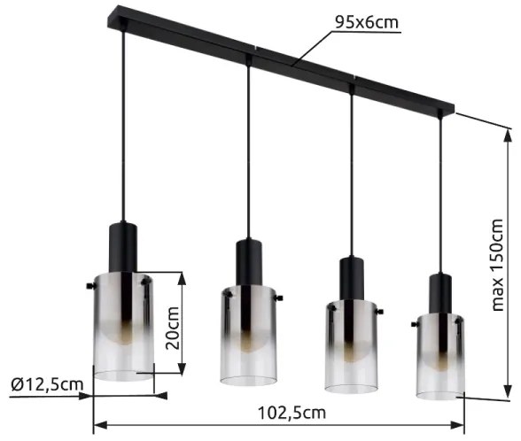 Lustră pe cablu Globo 15907-4H FLORENTINA 4xE27/40W/230V