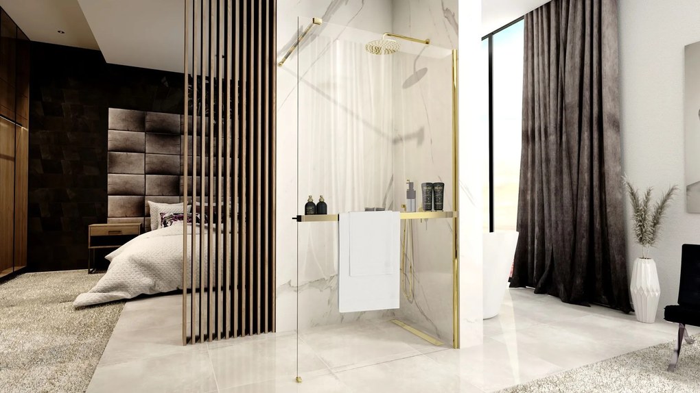 Panou de duș Rea Aero Gold N 120 Walk In + EVO