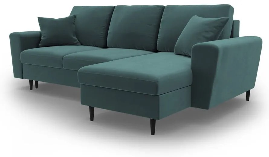 Colțar petrol extensibil, cu spațiu de depozitare cu tapițerie din catifea Kyoto – Cosmopolitan Design