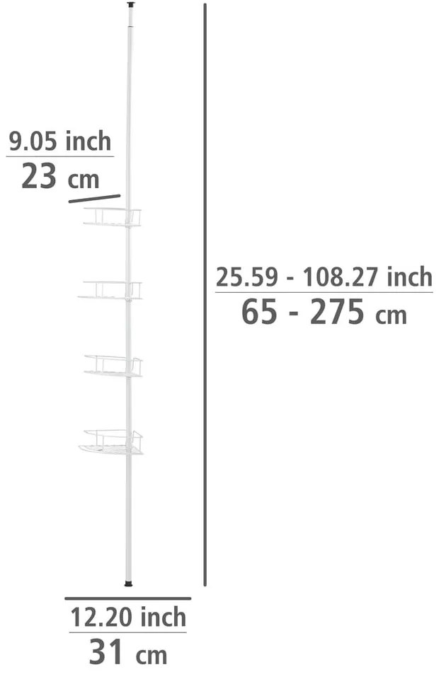 Raft pentru baie alb de colț telescopic din oțel inoxidabil Dolcedo – Wenko
