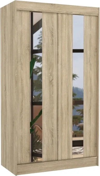 Dulap cu usi glisante si oglinda 120x215 cm, Balton, ADRK Furniture (Culoare: Alb)