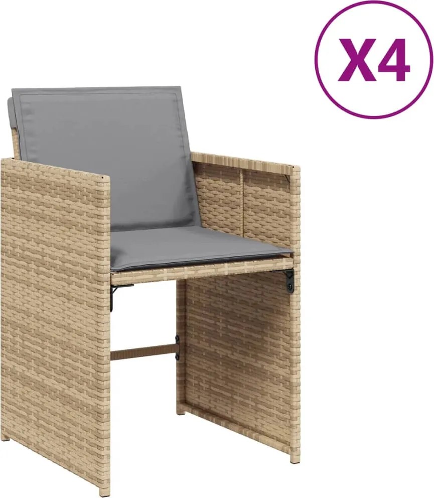 vidaXL Fotolii de grădină cu perne, 4 buc., bej combinat, poliratan