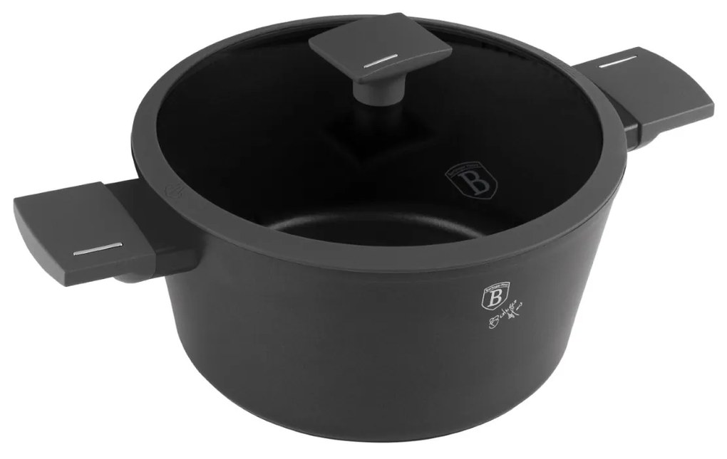 Oală cu capac 24 cm, 4.1L – Berlinger Haus BH8131, Anthracite Collection, antiaderentă, pentru supe sau tocănițe