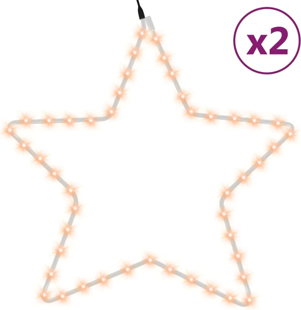 vidaXL Figurină stea de Crăciun 48 LED-uri, 2 buc., alb cald, 56 cm