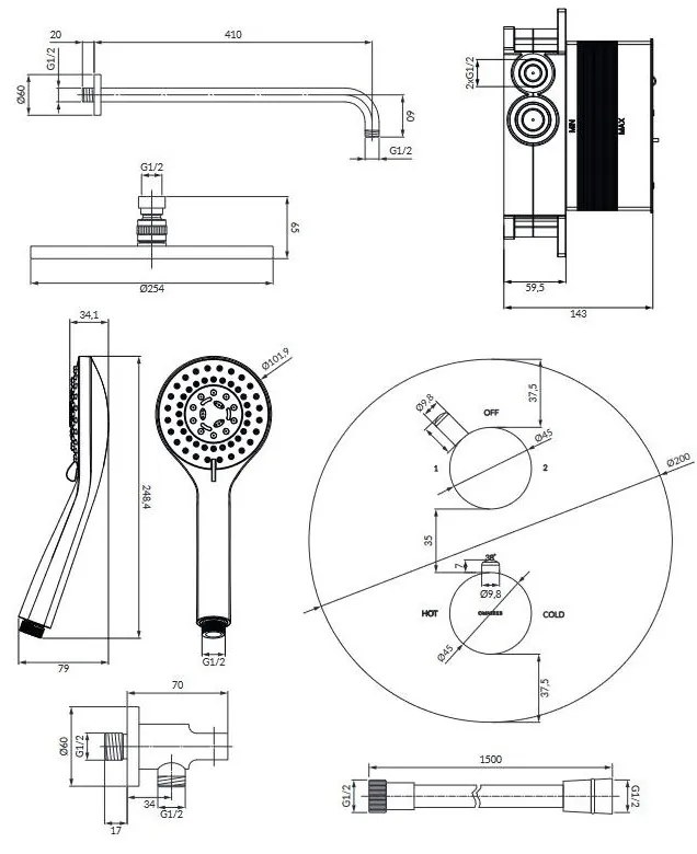 Omnires Y set de dus ascuns da grafit SYSYT05GR