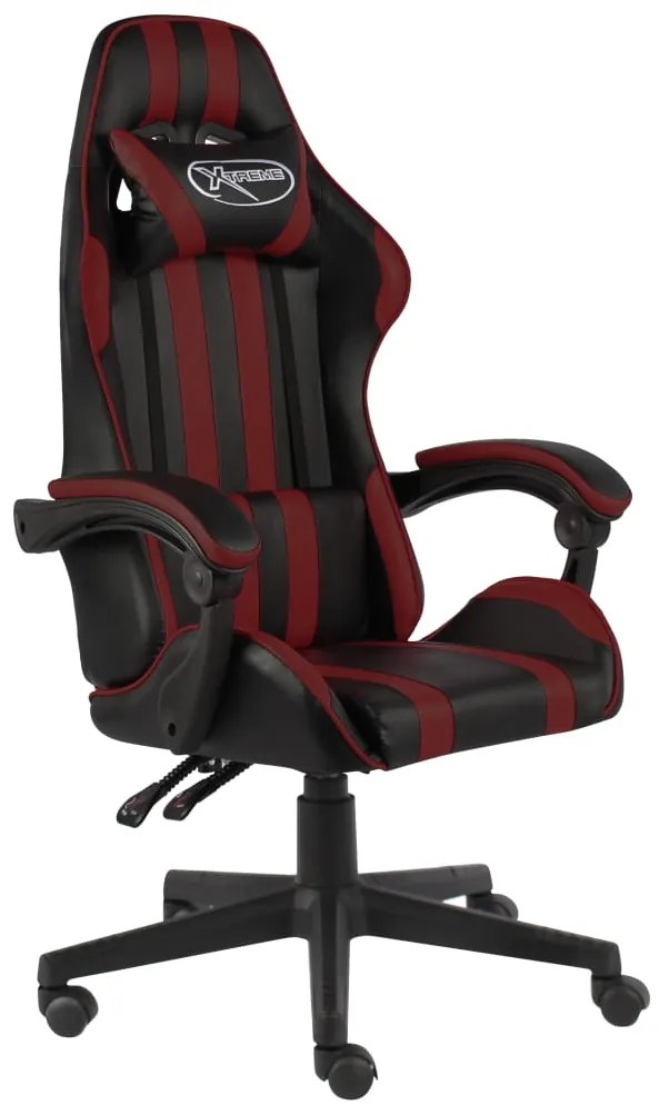 vidaXL Scaun de racing, negru și roșu vin, piele ecologică