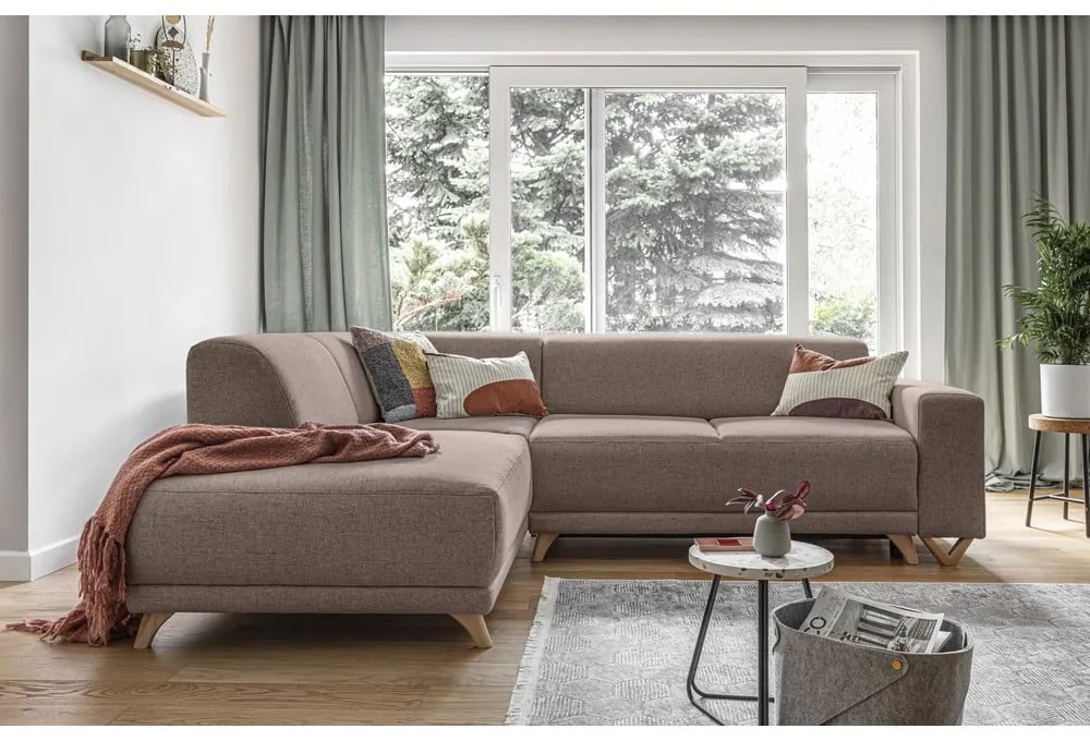 Colțar maro extensibil/cu spațiu de depozitare (cu colț pe partea stângă/în formă de ”L”) Classy Sophie – Miuform