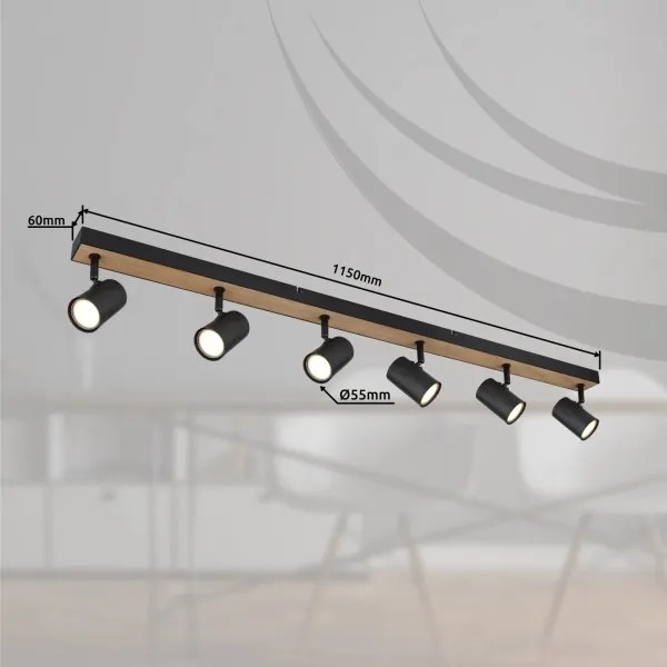 Spot Globo 57911-6DBW ROBBY 6xGU10/35W/230V negru/maro