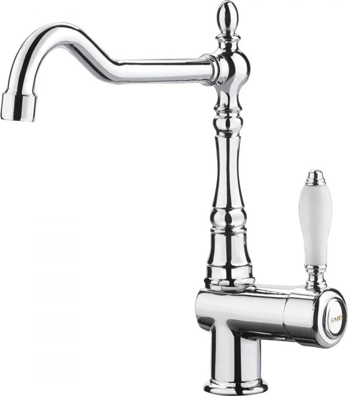Baterie sanitara de bucatarie SMEG Coloniale MIR6CR-2, 5 bar, Monocomanda, Pipa rotativa la 360°, Aerator, Crom