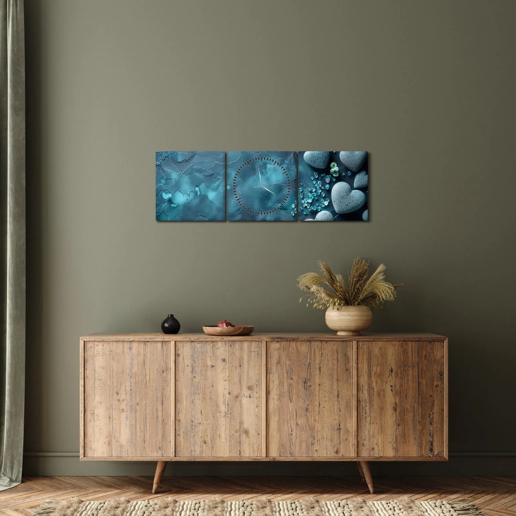 Tablou - Pietre în formă de inimă (cu ceas) (90x30 cm)