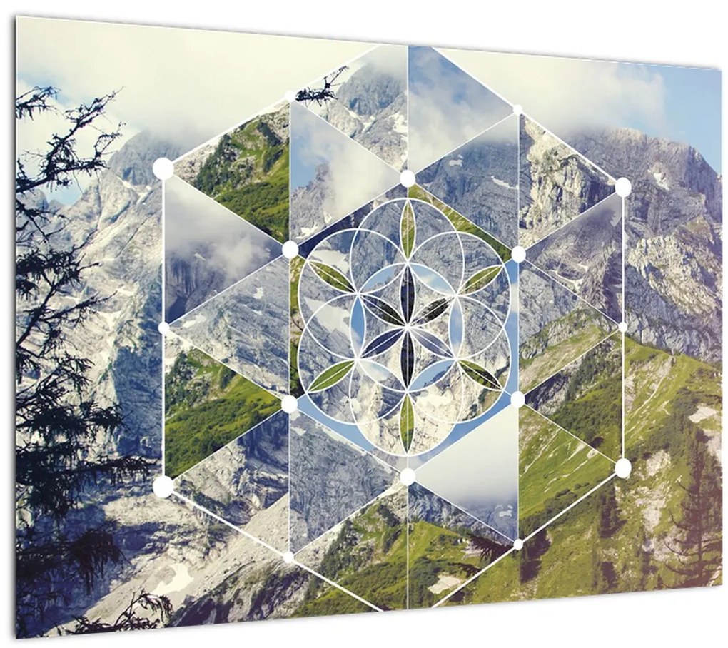 Tablou pe sticlă - Model geometric (70x50 cm)