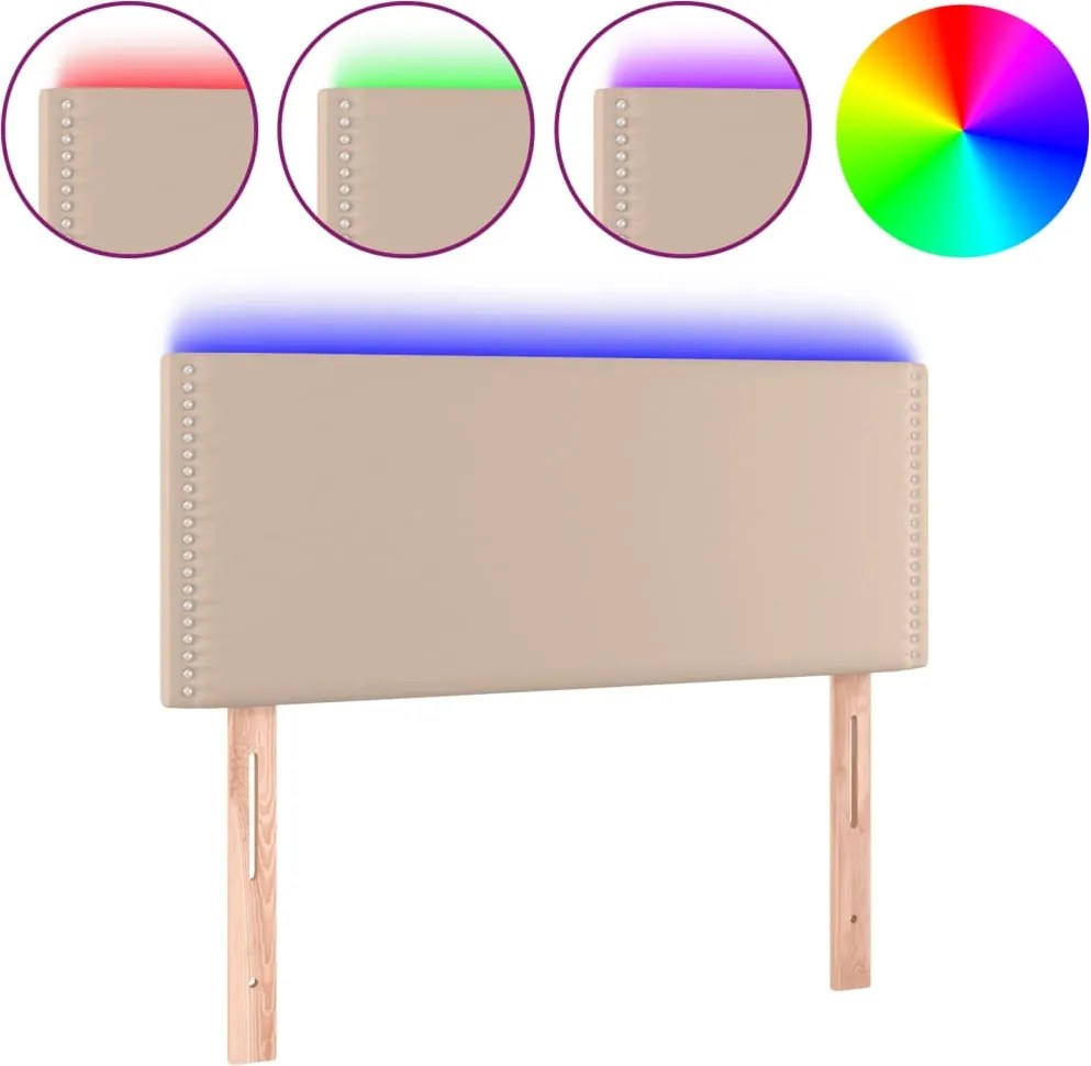 vidaXL Tăblie de pat cu LED, cappuccino, 80x5x78/88cm, piele ecologică