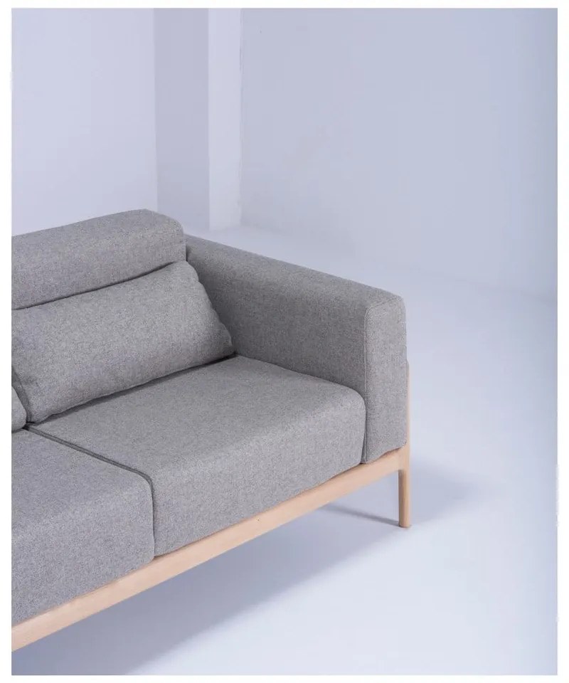 Canapea cu structură din lemn de stejar Gazzda Fawn, 180 cm, gri