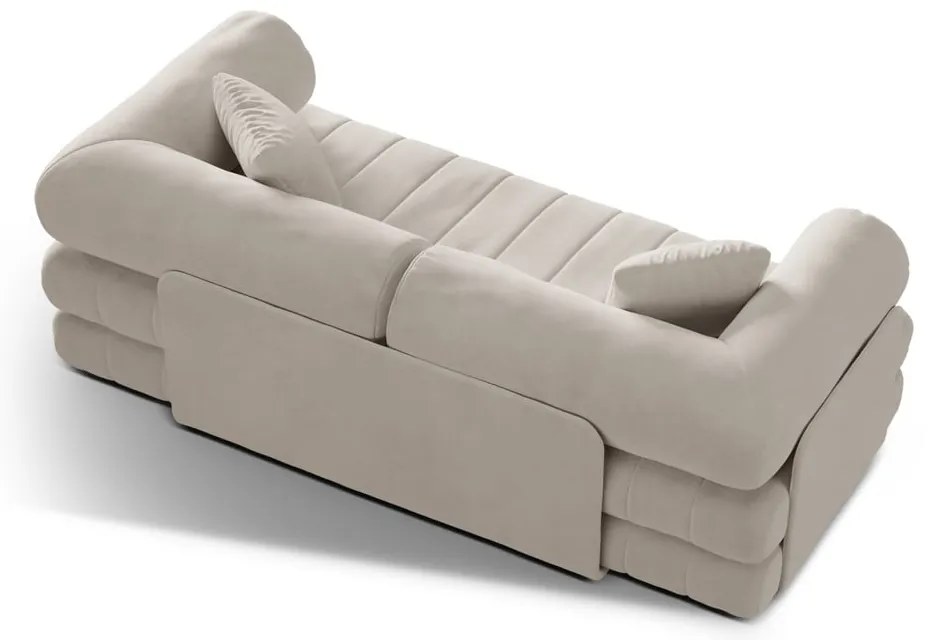 Canapea bej extensibilă cu tapițerie din catifea 206 cm Kemi – Cosmopolitan Design