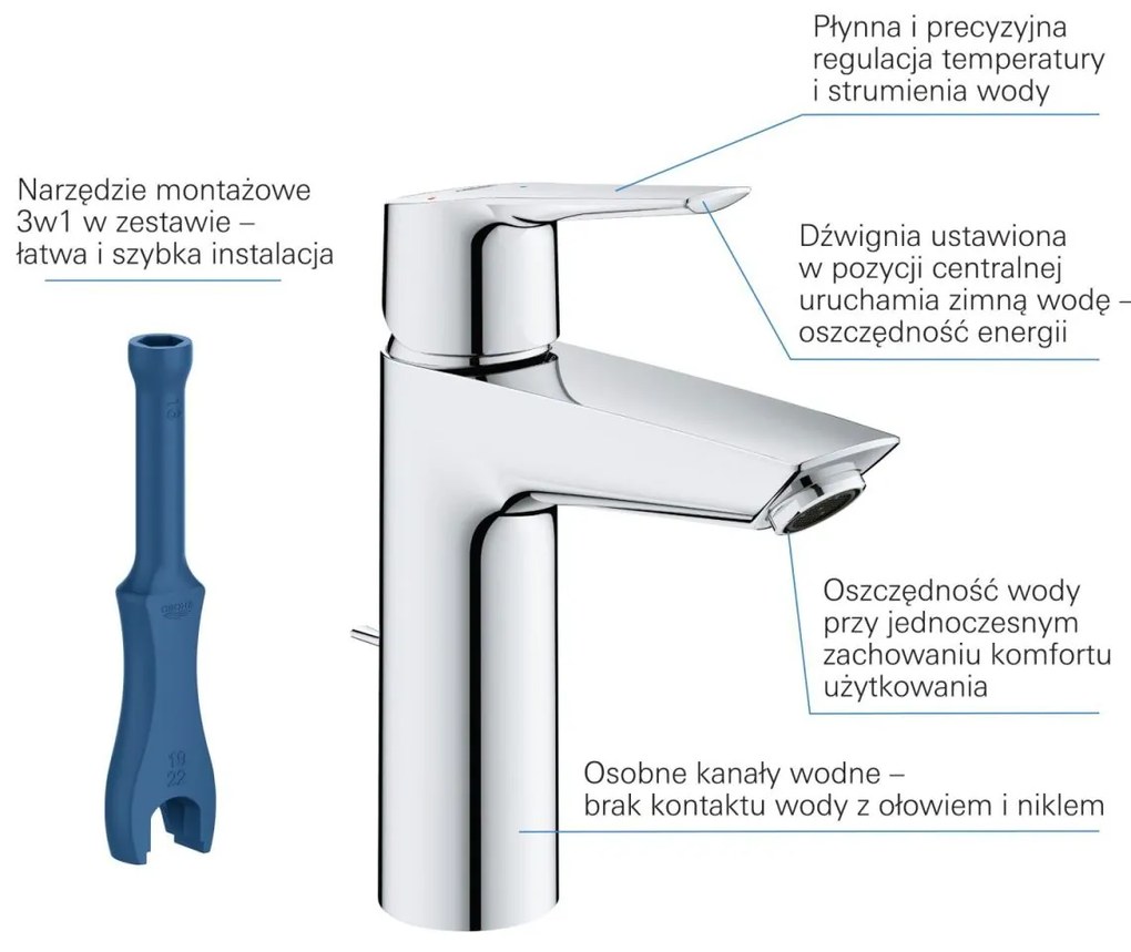Grohe Start baterie lavoar stativ StarLight Chrome 23552002