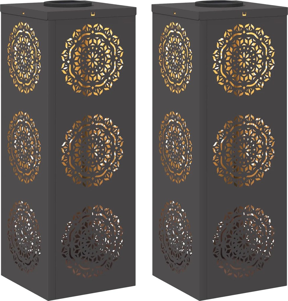 vidaXL Lumină LED Solară pentru Alei 2 pcs Negru Oțel laminat la rece