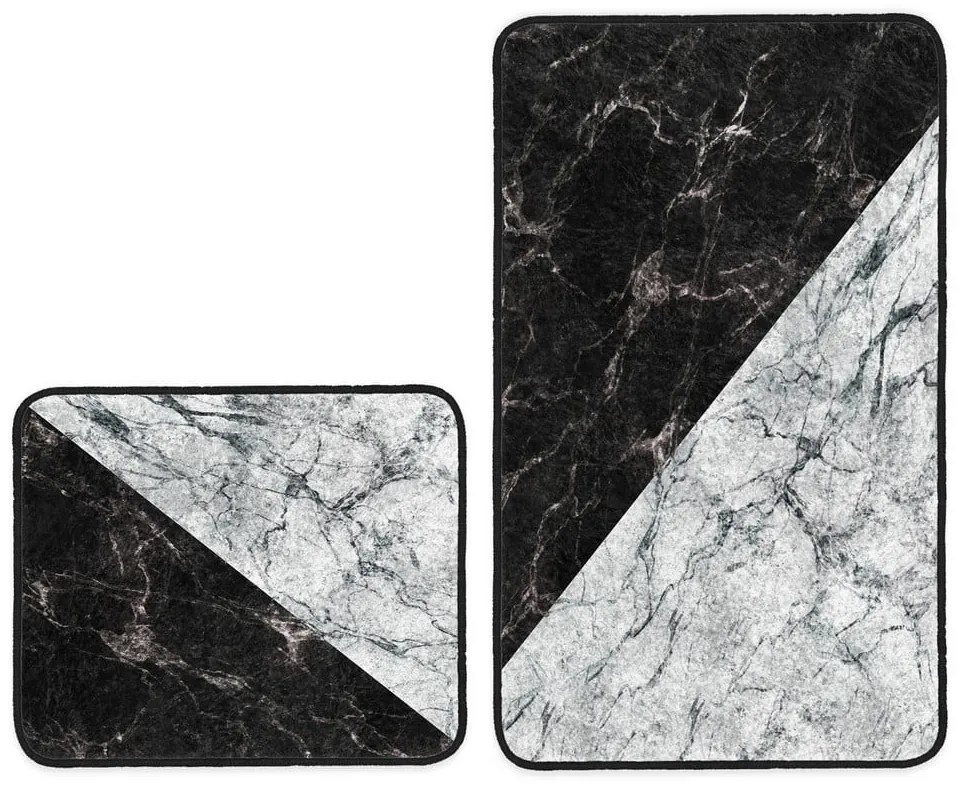 Covorașe de baie negru-alb 2 buc. 60x100 cm – Mila Home