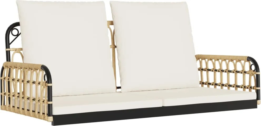vidaXL Bancă de balansoar cu perne, 105x58x38 cm, poliratan și oțel