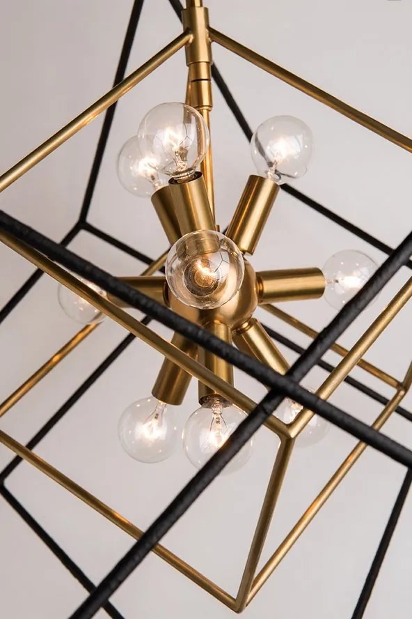 Lustra suspendata LUX design geometric ROUNDOUT alama antichizata, cu 9 surse de lumina