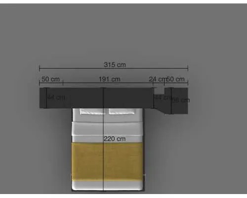 Set pat rabatabil dublu (150X200)+biblioteca(50)+cross+dulap(50) - NOVA SMALL SET