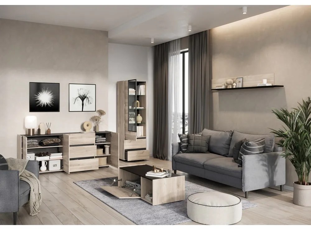 Vitrină cu aspect de lemn de stejar 64x206 cm Cantoria - Germania