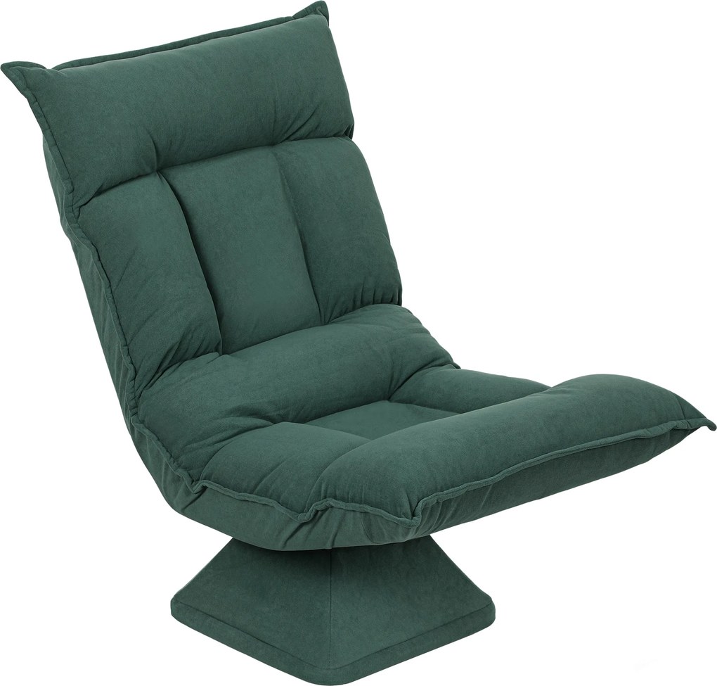 HOMCOM Fotoliu de podea cu spătar reglabil în 5 trepte, rotativ, fotoliu modern tapițat, Verde | Aosom Romania