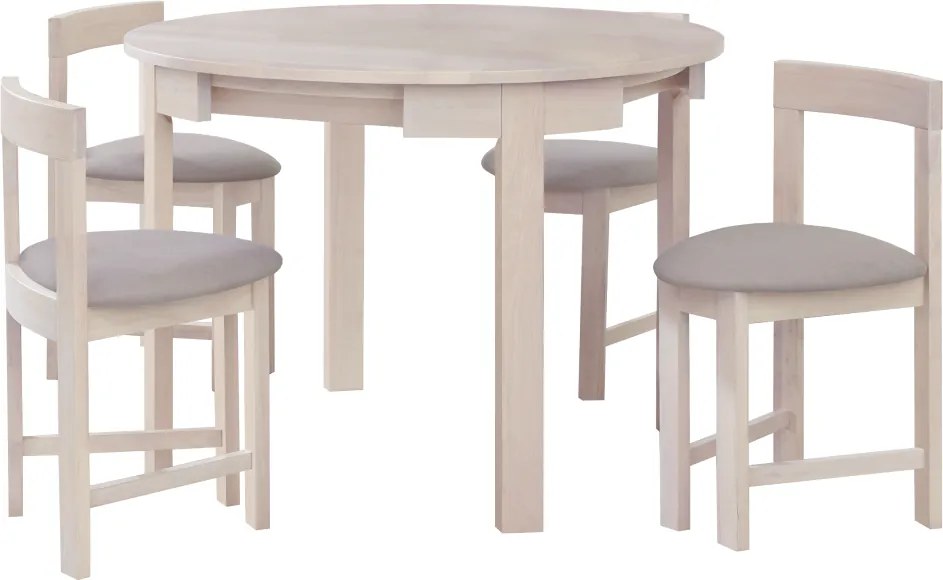 Set de sufragerie 1+4, lemn masiv, alb model lemn /gri-bej, DOMIO