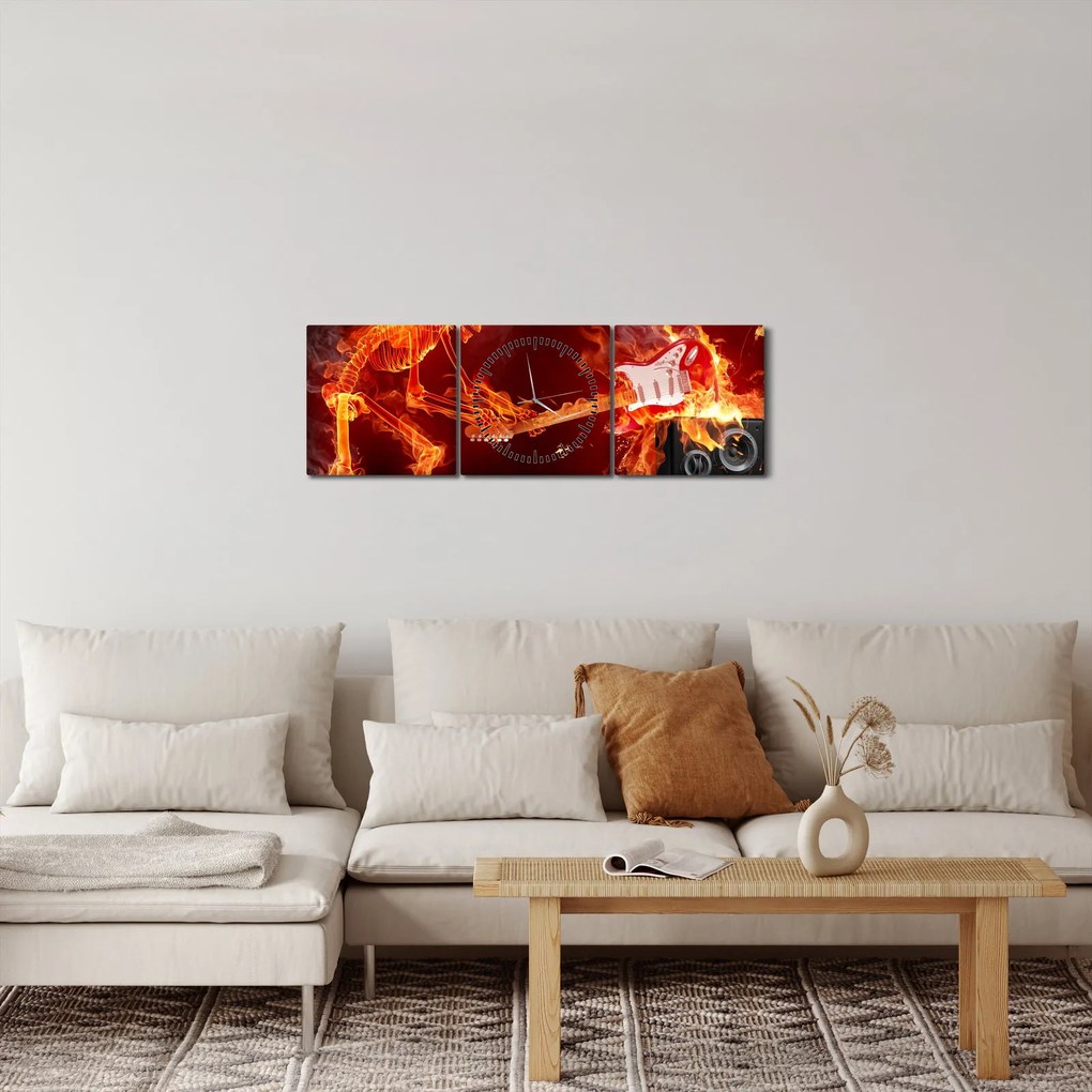 Tablou - Muzica în flăcări (cu ceas) (90x30 cm)