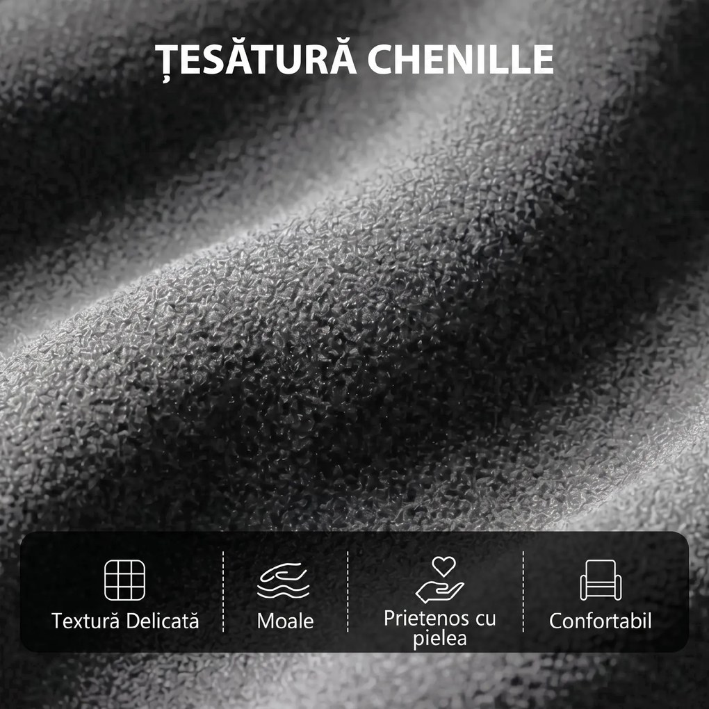 HOMCOM Fotoliu Reclinabil Manual cu Masaj 160°, Chenille, Suport Picioare, Telecomandă, Buzunare, Gri Închis | Aosom Romania