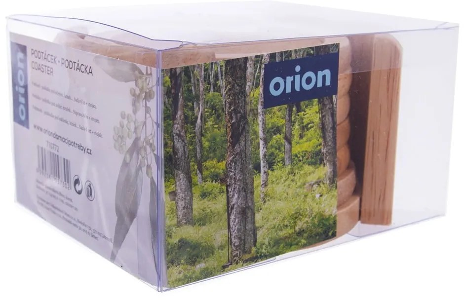 Coasters în culoare naturală cu suport 6 buc. din lemn – Orion