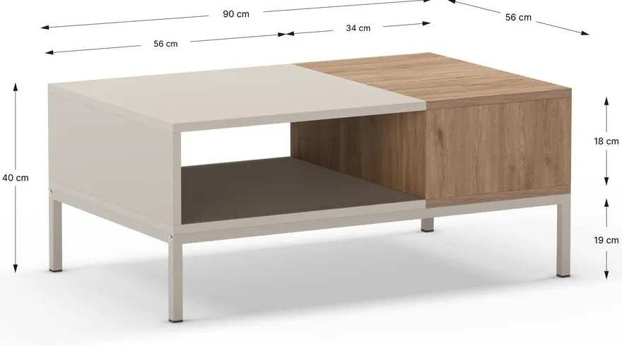 Măsuță de cafea crem 56x90 cm Cailin – Marckeric